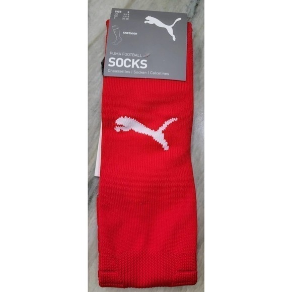 Puma Team Liga Red Knee High Socks Size US 3.5-6 - Picture 3 of 9